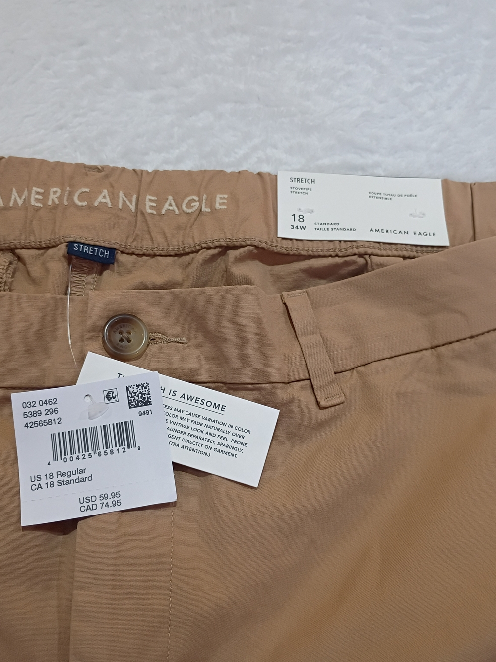 American Eagle Outfitters Men’s Stretch Chino Pants — Tan